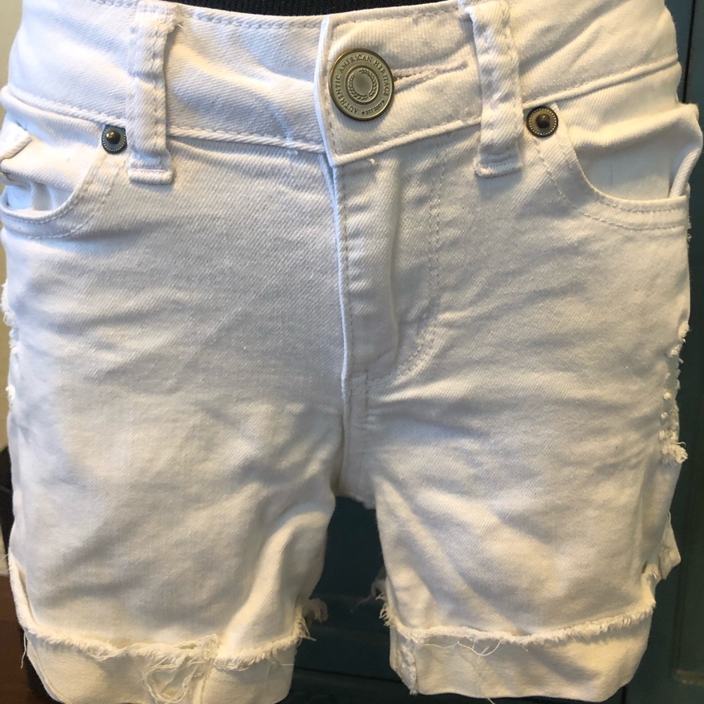 White jean shorts